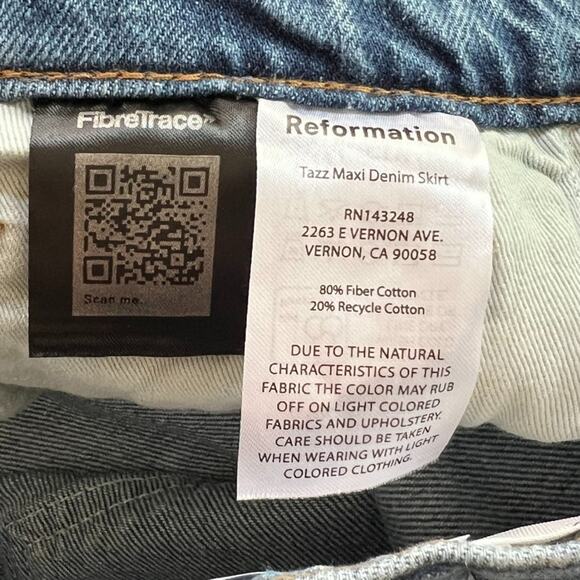 Reformation Jeans Skirt Womens Size 30 Front Split Hemlock Wash Tazz Maxi Denim - Picture 7 of 8